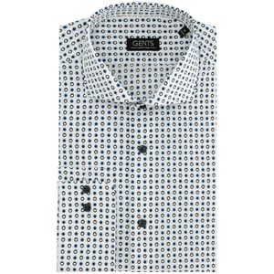 GENTS - Overhemd bolletjes - Katoen - Blauw-Wit - Maat EU38/S