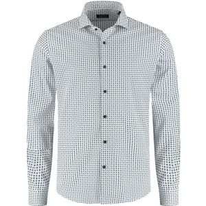 GENTS - Overhemd bolletjes - Katoen - Blauw-Wit - Maat EU38/S