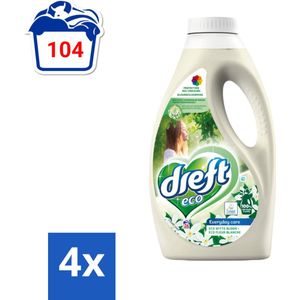 Dreft ECO - Vloeibaar Wasmiddel - Gekleurde Was - Witte Bloem - Parfumvrij - 26 Wasbeurten - Voordeelverpakking - 4 stuks