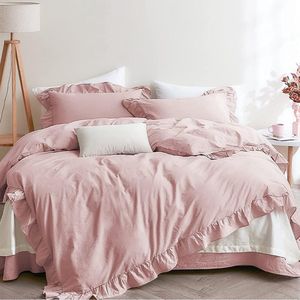 Selbro ® Charmante Roze Dekbedovertrekset met Ruches voor Meisjes, Microvezel, 3-Delig, Inclusief Kussenslopen