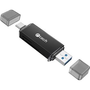 C-TECH - UCR-02-AL - Geheugenkaarten Lezer - Zwart - USB 3.0 Type-A/Type-C
