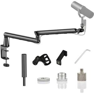 PromoHome Low Profile Microfoonarm - Verstelbare Bureauhouder met Kabelmanagement - Geschikt Voor Blue Yeti, Snowball iCE, HyperX QuadCast, SoloCast, Elgato Wave
