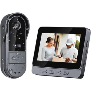 Draadloze Deurbel met Camera en 1080p HD Beeld, 4,3 Inch Display, IP65 Waterdicht, Eenvoudige Installatie, Bidirectioneel Gesprek