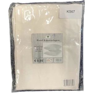 12x Hotel Kussensloop - 100% hoogwaardig katoen - wasbaar - 60x70 - beige