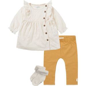 Noppies - Kledingset - 3 delig - Jurk Noble Pristine - Legging Apple Cinnamon - 1 paar sokjes - Maat 74