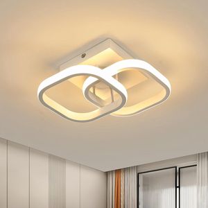 Goeco plafondlamp - 24cm - Klein - LED - 22W - 3000K - warm wit licht - met bewegingssensor - acryl - eenvoudig vierkant ontwerp - voor slaapkamer, woonkamer, hal
