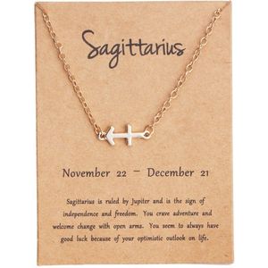 Bixorp Stars Sterrenbeeld Enkelbandje Boogschutter (Sagittarius) Hanger Goudkleurig - Zodiac Sieraad - Inclusief Nederlandstalige Informatie over het Sterrenbeeld - Cadeau voor Meisjes, Jongens & Volwassenen