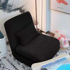 Luxe Slaapfauteuil Zwart - Uitvouwbaar met kussen - Fauteuil - Ligstoel - Stoelbed – Bedbankje – Slaapbankje – Logeerbed - logeerstoel - Salon - Slaapkamer - Woonkamer - Babykamer - Trendy