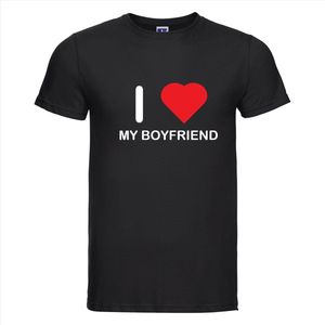 I LOVE MY BOYFRIEND T-shirt - 100% Katoen - Maat 2XL - Classic Fit - Zwart