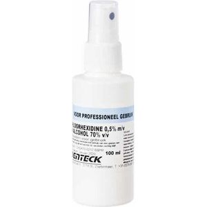 Chloorhexidine 0,5% in alcohol 70% - Desinfectie - Reinigingsvloeistof - 100 ml spray