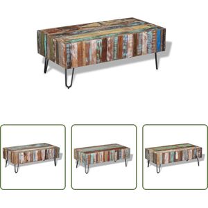 The Living Store Salontafel Antieke Stijl - 100x50x38 cm - Meerkleurig - Handgemaakt - Gerecycled Hout