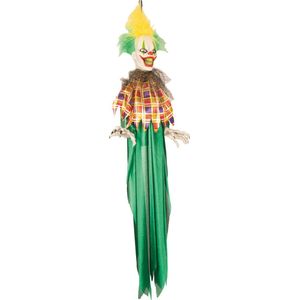 Halloween Hangdecoratie pop bewegende horror clown groen 100 cm - Halloween versiering hangende poppen