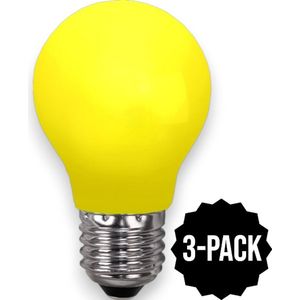 3-Pack | Prikkabel - Standaard bol - E27 - 0.9W - Geel