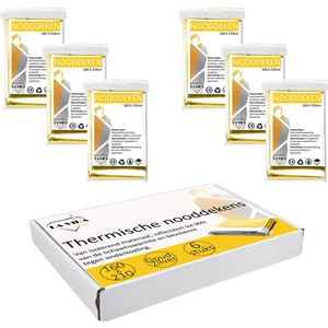 Nooddeken 6 Stuks - Goud/Zilver - 160 x 210 - Reddingsdeken - Isolatiedeken - EHBO Deken - Oververhitting - Onderkoeling - Noodpakket