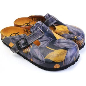 Goby - Midnight Bloom Dames Clogs - Handgemaakt - Bloemenprint - Maat 42