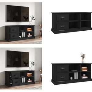 vidaXL Tv-meubel 102x35-5x47-5 cm bewerkt hout zwart - Tv-kast - Tv-kasten - Tv-meubel - Hifi-meubel