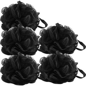 5-pack badspons - badbal - exfoliërende spons - badspons - douchespons - (zwart)