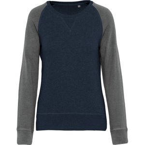 Sweatshirt Dames XS Kariban Ronde hals Lange mouw French Navy Heather / Grey Heather 80% Katoen, 20% Polyester