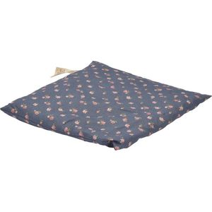 Druivenpitkussen Classico - 24 x 25cm - Donkerblauw met Roze Bloemen
