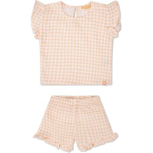 Swim Essentials | Oranje/Wit Geruit Meisjes Set Strand- Muslin - Maat 74/80