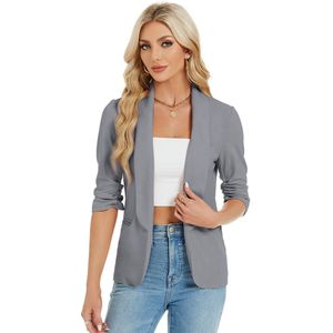 Blazer Elegante damesblazer met 3/4 mouwen, slim fit voor dames op kantoor Grijs XL