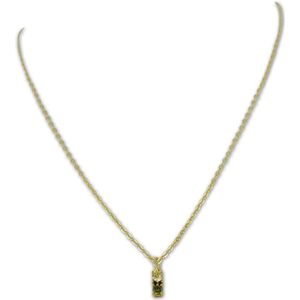 Silventi 9SIL-22166 Zilveren ketting met hangertje - Dames - 4 Zirkonia Steentjes - Groen en Paars - 8 x 3,5 mm - - Ankerschakel - 40 + 5 cm - 1,0 mm Dikte - Zilver - Gold Plated (Verguld/Goud op Zilver)
