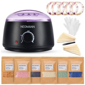 NEOMANN Waxer DELUXE Waxing Set - Waxapparaat met Teflon Coating + 600g Parels + 30 Spatels + 5 Papieren Ringen + Pincetvoor Professioneel Ontharen met Wax - Waxverwarmer, warm Waxapparaat of Waxing Machine