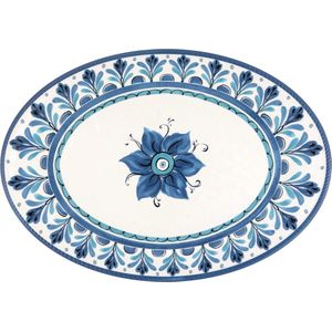 Touch-Mel Havana Blue grote ovale melamine serveerschaal - 51x36 cm