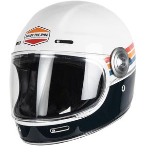 Motor Integraal Integraalhelm TANNEN GENIET VAN DE RIT VINTAGE Wit/Blauw petrol XL van MOTOBLOUZ