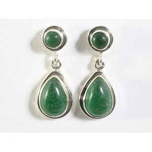 Zilveren oorstekers met jade