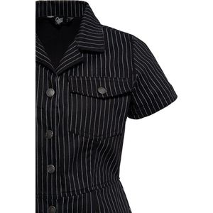 Queen Kerosin Damen Pinstripe Retro Pencil Kleid QKU46001 Black & White-S