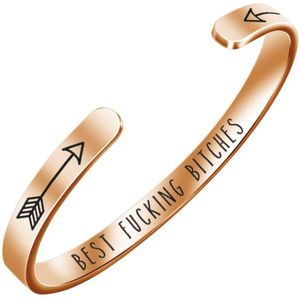 Marama - armband rosè goud - best fucking bitches - gegraveerd - bangle - RVS - licht buigbaar - vriendschap - damesarmband