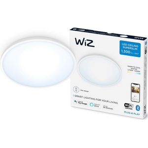 WiZ Plafonniere SuperSlim Wit - Slimme LED-Verlichting - Warm- tot Koelwit Licht - Geintegreerd LED - 14W - Wi-Fi