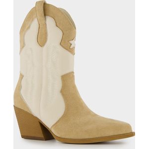 Blue Box dames cowboy western laarzen beige wit - Maat 39