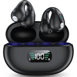 Auralis Halo Open-Ear Oortjes voor Sport – Bone Conduction Headphone - Draadloze Koptelefoon met Microfoon - Oordopjes Draadloos met Microfoon voor Hardlopen & Fitness - Zwart