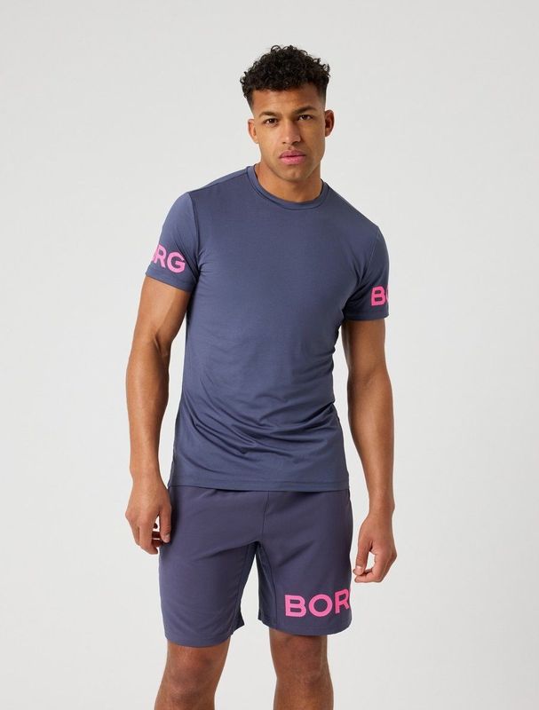 Björn Borg Sportshirt Heren Korte Mouw - Odyssey Grijs - Gerecycled Polyester - Maat L