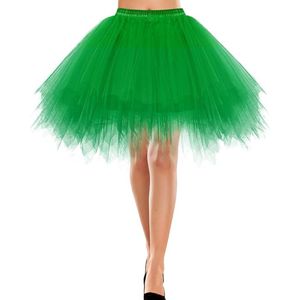 Tutu dames rok, Tule rok voor dames, 50s Rockabilly Petticoat voor tieners, volwassenen, klassiek, elastisch, 3 lagen tule tutu-rok voor verkleedpartijen, dansen, voor vrouwen en tieners- Groen