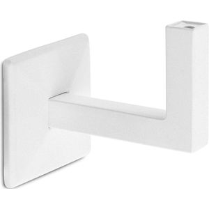 Witte trapleuninghouder Model K – Vlak zadel – Blinde bevestiging (incl. bevestigingsmateriaal)