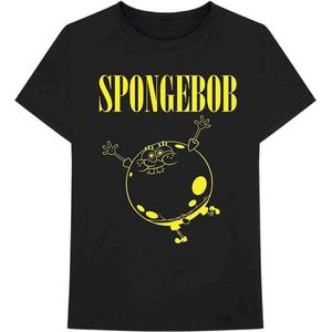 Spongebob Squarepants - Inflated Sponge Heren T-shirt - M - Zwart