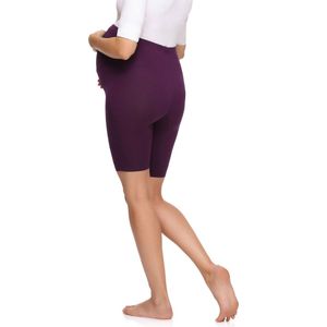 Be Mammy MS-MS10-299-LE Dames Zwangerschapsleggings Leggings - Sport - Vrijetijdsbroek - Kort - Katoen - Sporbroek - Yogabroek - Pruim - S