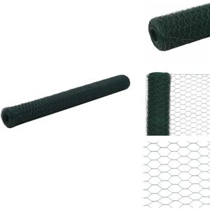 vidaXL Hek - Hekken - Hekwerk - Hekwerken - Kippengaas 25x1,2 m staal met PVC coating groen