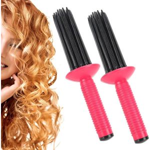 2pcs Haar Fluffy Krul Roll Kam - Antislip Kruller Hairstyling Haar Kruller Gereedschap (17 Kam Tanden)