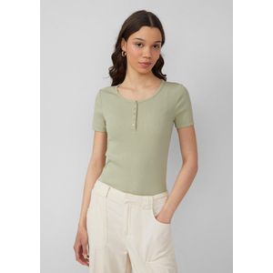 QS - Shirt - Kaki - Jersey - Aansluitende Pasvorm - Kwartmouw