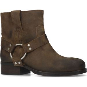 Manfield - Dames - Bruine suède biker boots - Maat 36