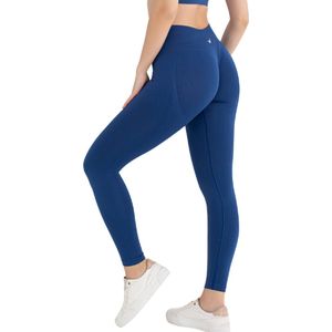 Dames Sportlegging - Sportkbroek - Shape & Liftend Effect - Push up - Squatproof - High waist - Blauw - Maat M/L