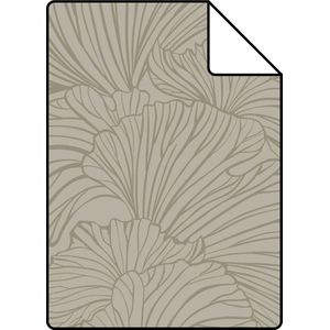 Proefstaal ESTAhome behang ginkgo bladeren taupe - 26,5 x 21 cm - 139615-S