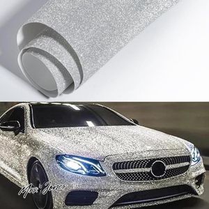Mrs. Jones Autofolie zilver glitter 30 x 200 cm - autofolie wit glitter diamant folie - auto zilver binnen en buiten - waterdicht zelfklevend .