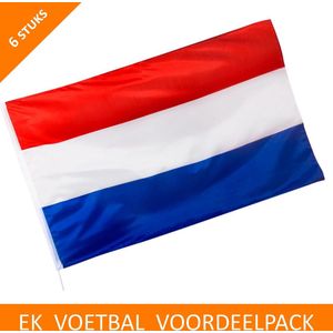 EK voetbal Nederlandse Vlag - Rood wit blauw - 90 x 150 cm - Polyester - 6 STUKS