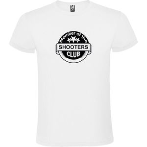 Wit T shirt met "" Member of the Shooters club ""print Zwart size XS