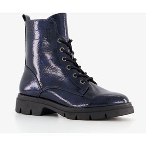 Tamaris dames lak veterboots blauw - Maat 37